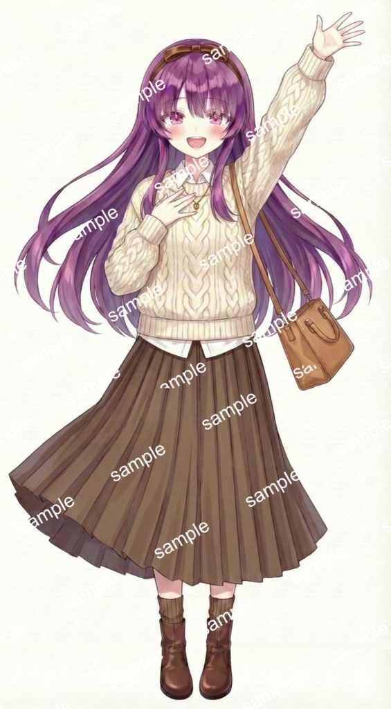 【限定1点】清楚な紫髪の文学少女!ニット×プリーツスカート【Vライバーデビューフルセット】