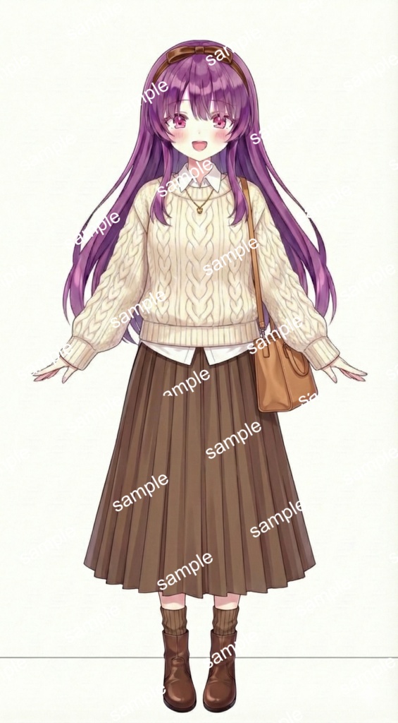 【限定1点】清楚な紫髪の文学少女!ニット×プリーツスカート【Vライバーデビューフルセット】