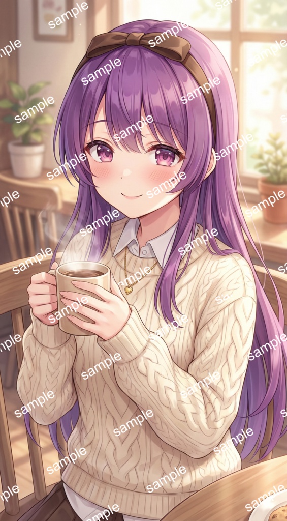 【限定1点】清楚な紫髪の文学少女!ニット×プリーツスカート【Vライバーデビューフルセット】