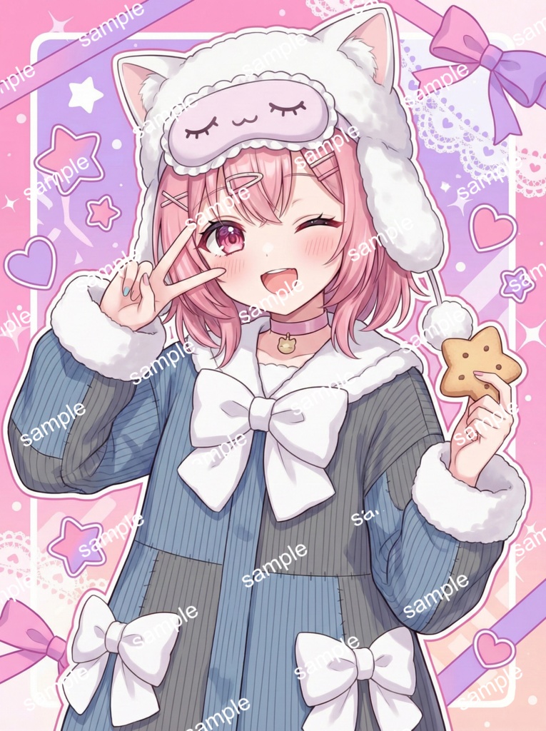 【限定1点】猫耳帽子×アイマスク!おねむ系パステルストリート【Vライバーデビューフルセット】