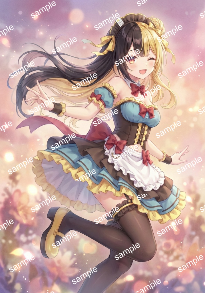 おまけつき【限定1点】黒×金のハーフ&ハーフ!オッドアイのカフェメイド【Vライバーデビューフルセット】