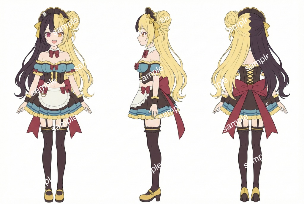 おまけつき【限定1点】黒×金のハーフ&ハーフ!オッドアイのカフェメイド【Vライバーデビューフルセット】