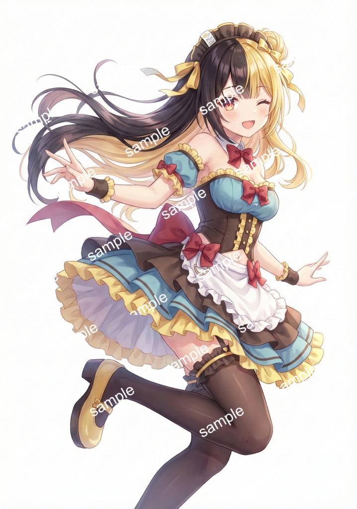 おまけつき【限定1点】黒×金のハーフ&ハーフ!オッドアイのカフェメイド【Vライバーデビューフルセット】