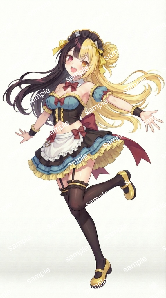 おまけつき【限定1点】黒×金のハーフ&ハーフ!オッドアイのカフェメイド【Vライバーデビューフルセット】