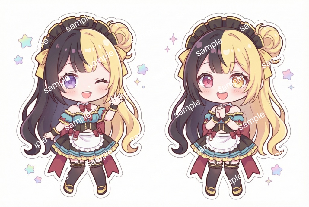 おまけつき【限定1点】黒×金のハーフ&ハーフ!オッドアイのカフェメイド【Vライバーデビューフルセット】