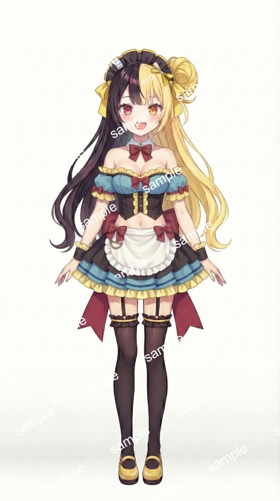 おまけつき【限定1点】黒×金のハーフ&ハーフ!オッドアイのカフェメイド【Vライバーデビューフルセット】