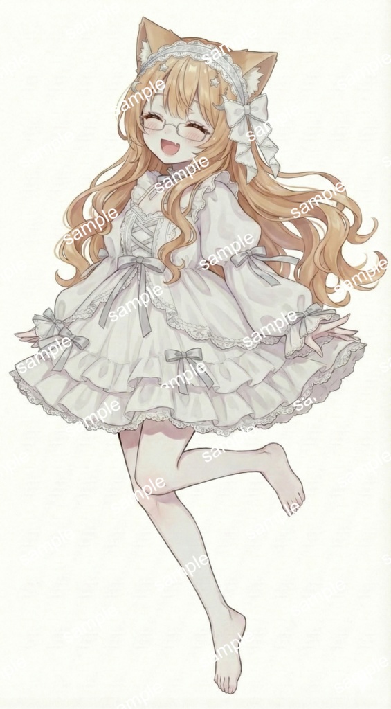 【限定1点】純白フリルの白猫×メガネ!無垢な素足の癒やし系【Vライバーデビューフルセット】