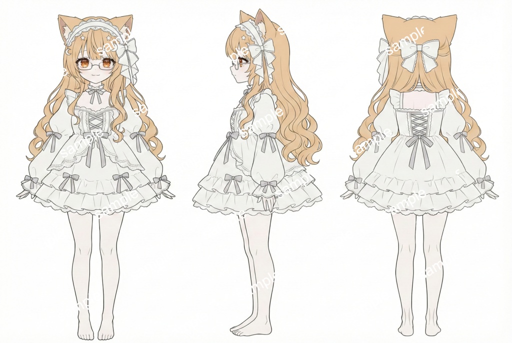 【限定1点】純白フリルの白猫×メガネ!無垢な素足の癒やし系【Vライバーデビューフルセット】