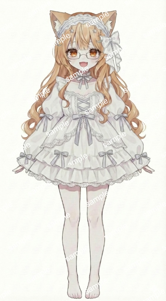 【限定1点】純白フリルの白猫×メガネ!無垢な素足の癒やし系【Vライバーデビューフルセット】