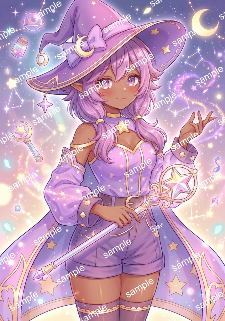 【限定1点】星と月が輝く!紫のエルフ魔女見習い【Vライバーデビューフルセット】