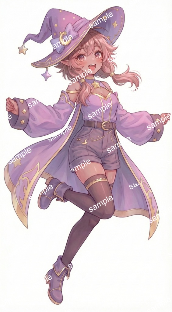 【限定1点】星と月が輝く!紫のエルフ魔女見習い【Vライバーデビューフルセット】