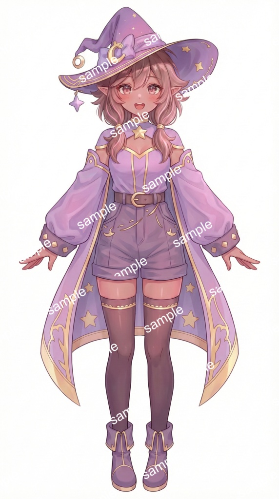 【限定1点】星と月が輝く!紫のエルフ魔女見習い【Vライバーデビューフルセット】