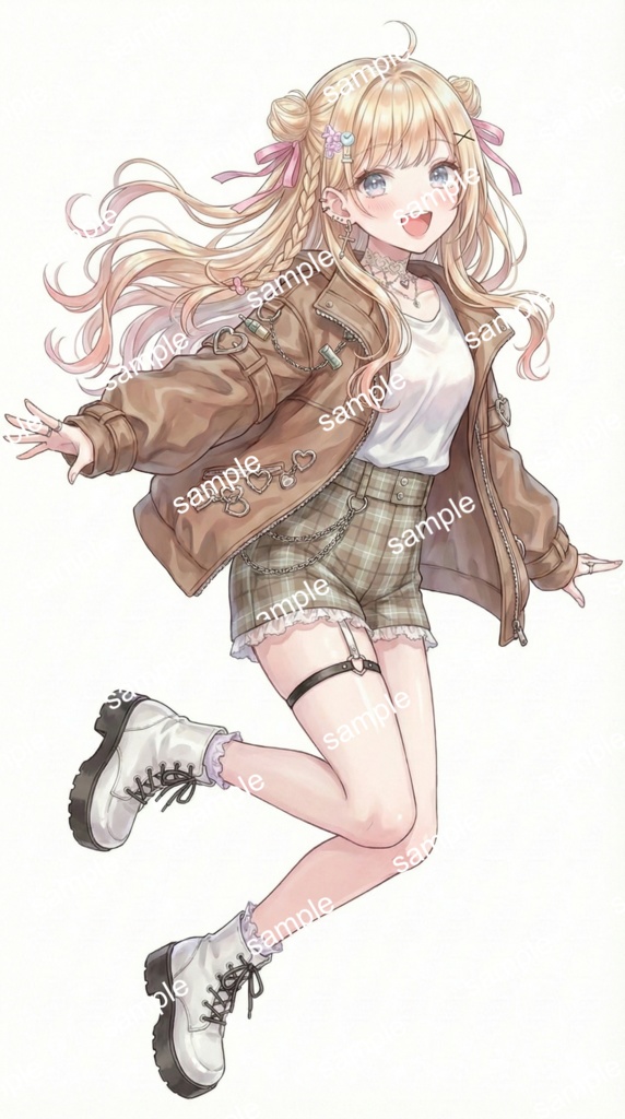 【限定1点】金髪お団子×ブラウン!淡色ストリートなオシャレ女子【Vライバーデビューフルセット】