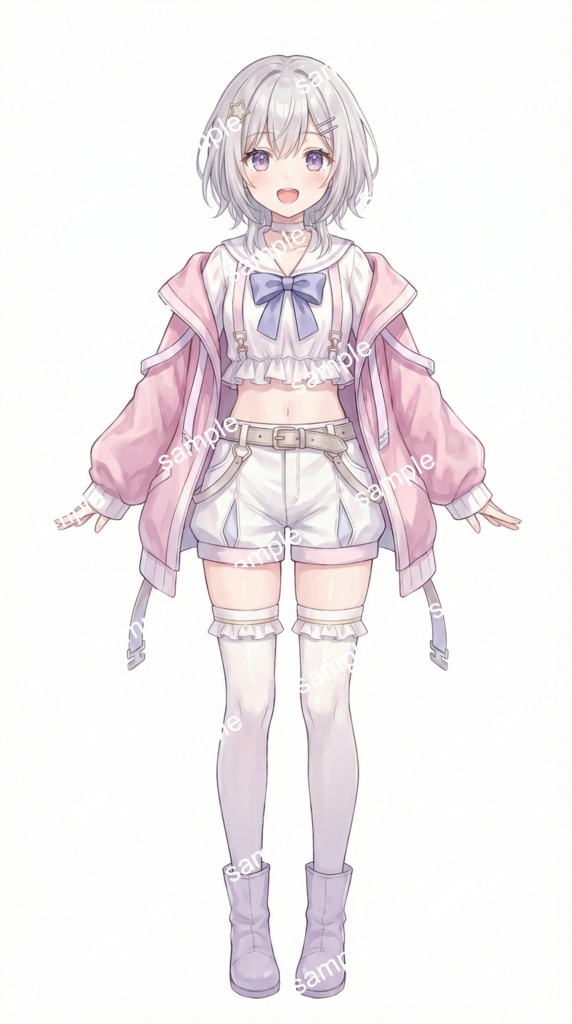 【限定1点】桜色パーカー×銀髪ショート!春めく元気アイドル【Vライバーデビューフルセット】