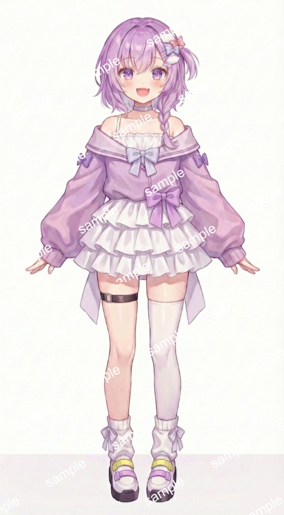 【限定1点】ラベンダー色の三つ編みおさげ!パステルストリートな妹系【Vライバーデビューフルセット】