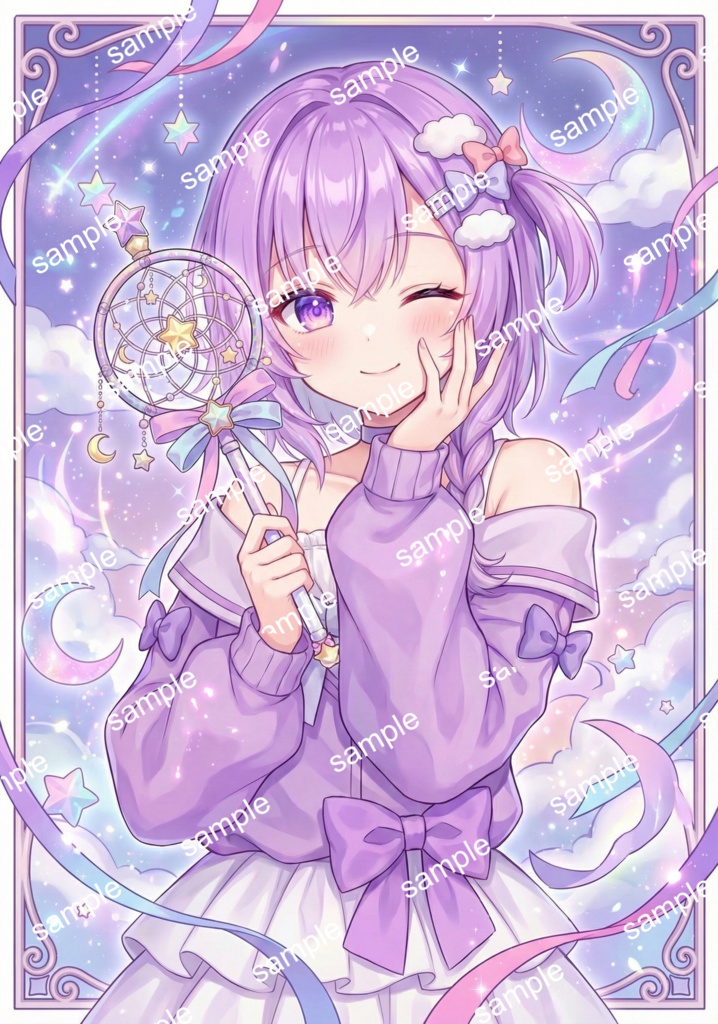 【限定1点】ラベンダー色の三つ編みおさげ!パステルストリートな妹系【Vライバーデビューフルセット】