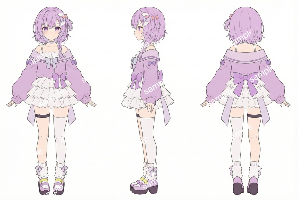 【限定1点】ラベンダー色の三つ編みおさげ!パステルストリートな妹系【Vライバーデビューフルセット】