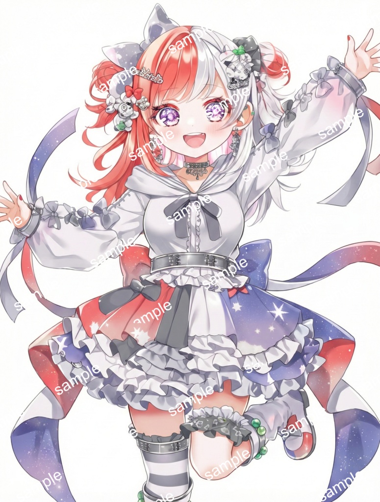 【限定1点】紅白スプリットヘア!星降るカオスなポップアイドル【Vライバーデビューフルセット】