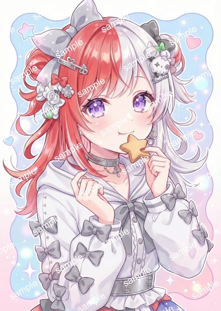 【限定1点】紅白スプリットヘア!星降るカオスなポップアイドル【Vライバーデビューフルセット】