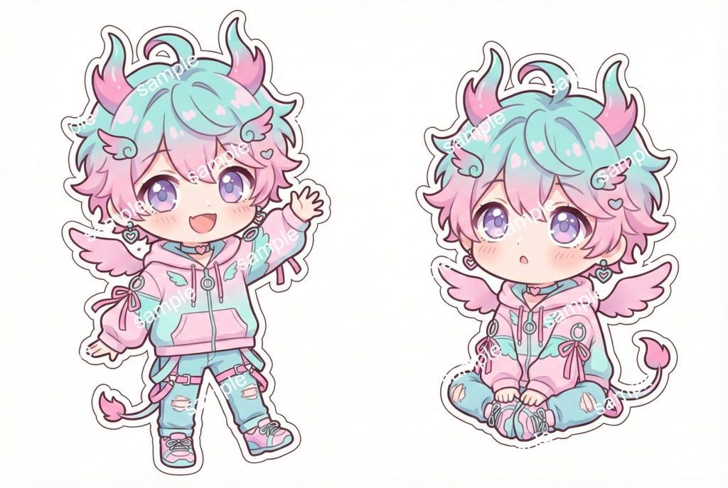 【限定1点】パステル竜の男の子!角と翼の夢かわパーカー【Vライバーデビューフルセット】