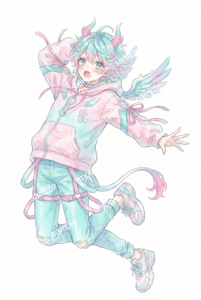 【限定1点】パステル竜の男の子!角と翼の夢かわパーカー【Vライバーデビューフルセット】