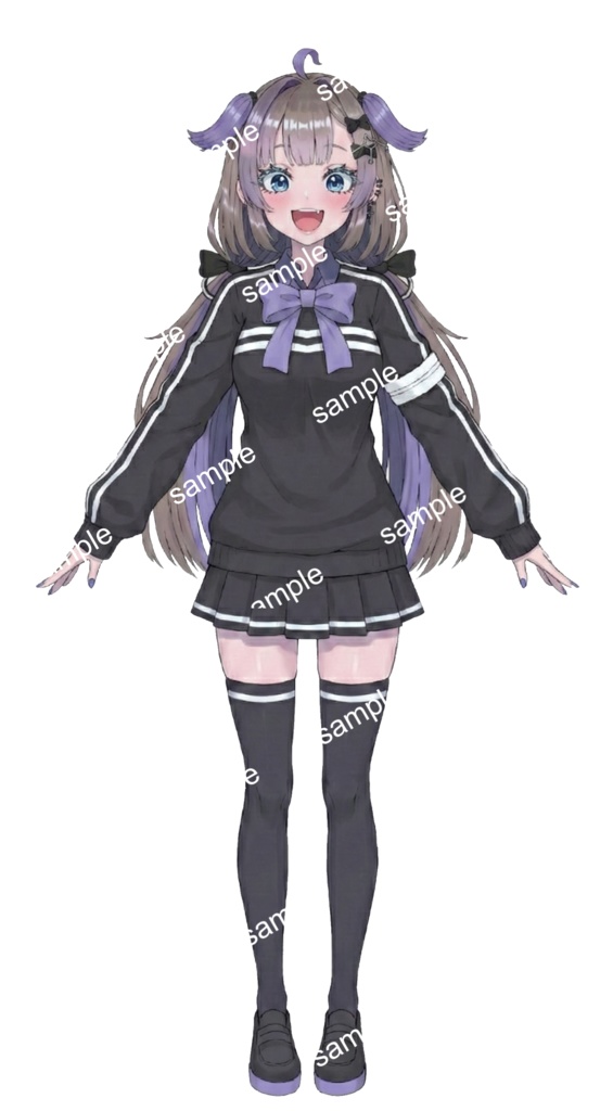 【限定1点】紫リボンのジャージセーラー!活発なケモ耳女子【Vライバーデビューフルセット】