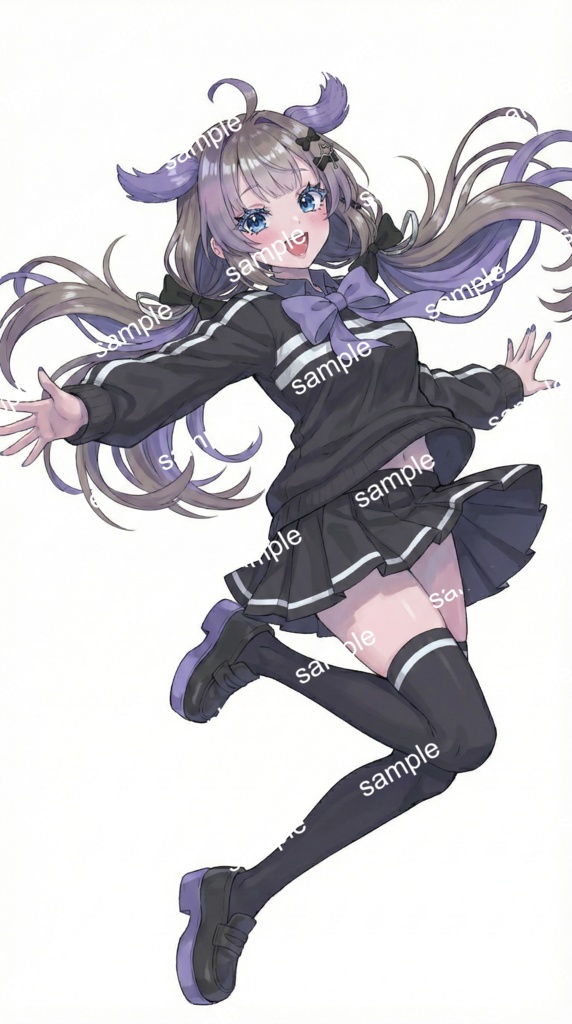 【限定1点】紫リボンのジャージセーラー!活発なケモ耳女子【Vライバーデビューフルセット】