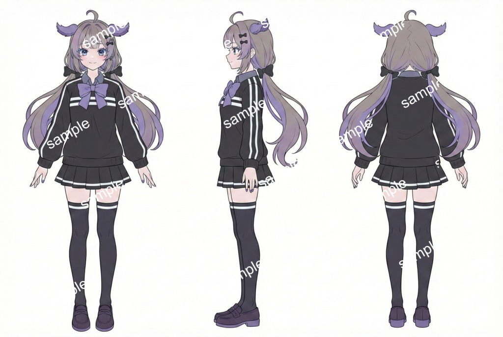 【限定1点】紫リボンのジャージセーラー!活発なケモ耳女子【Vライバーデビューフルセット】