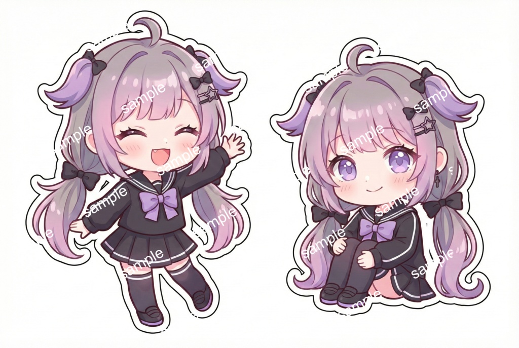 【限定1点】紫リボンのジャージセーラー!活発なケモ耳女子【Vライバーデビューフルセット】