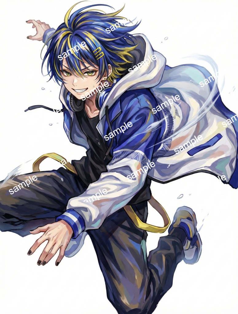 【限定1点】青×黄メッシュのゲーマー男子!スポーティーなヘッドフォン少年【Vライバーデビューフルセット】