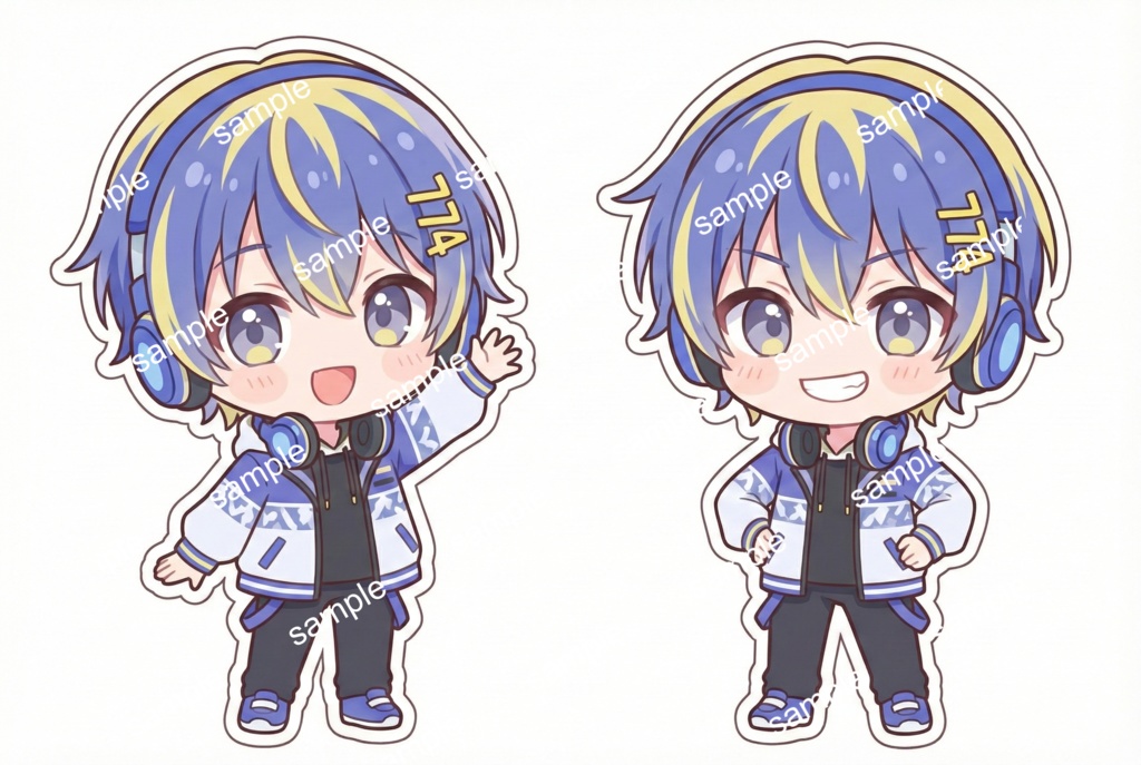 【限定1点】青×黄メッシュのゲーマー男子!スポーティーなヘッドフォン少年【Vライバーデビューフルセット】