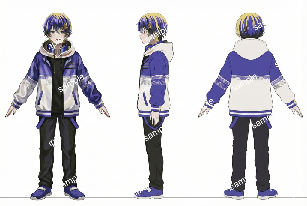 【限定1点】青×黄メッシュのゲーマー男子!スポーティーなヘッドフォン少年【Vライバーデビューフルセット】