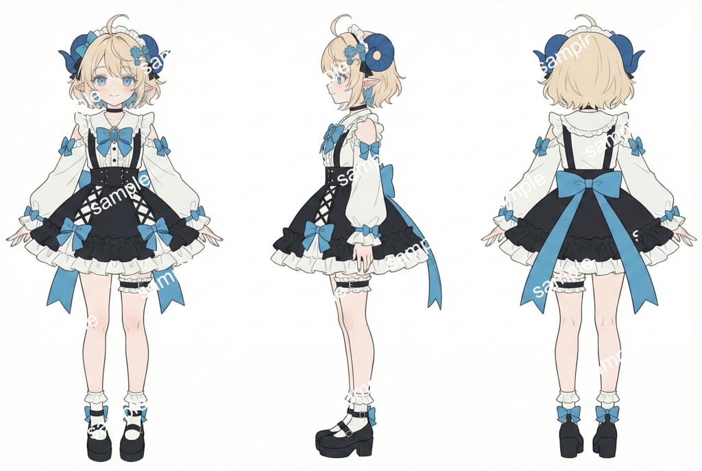 【限定1点】あざと可愛い!水色リボンのひつじ娘【Vライバーデビューフルセット】