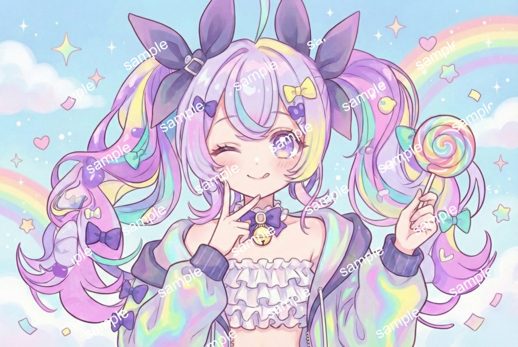 【限定1点】サイバーポップ!ホログラムパーカーのツインテール女子【Vライバーデビューフルセット】