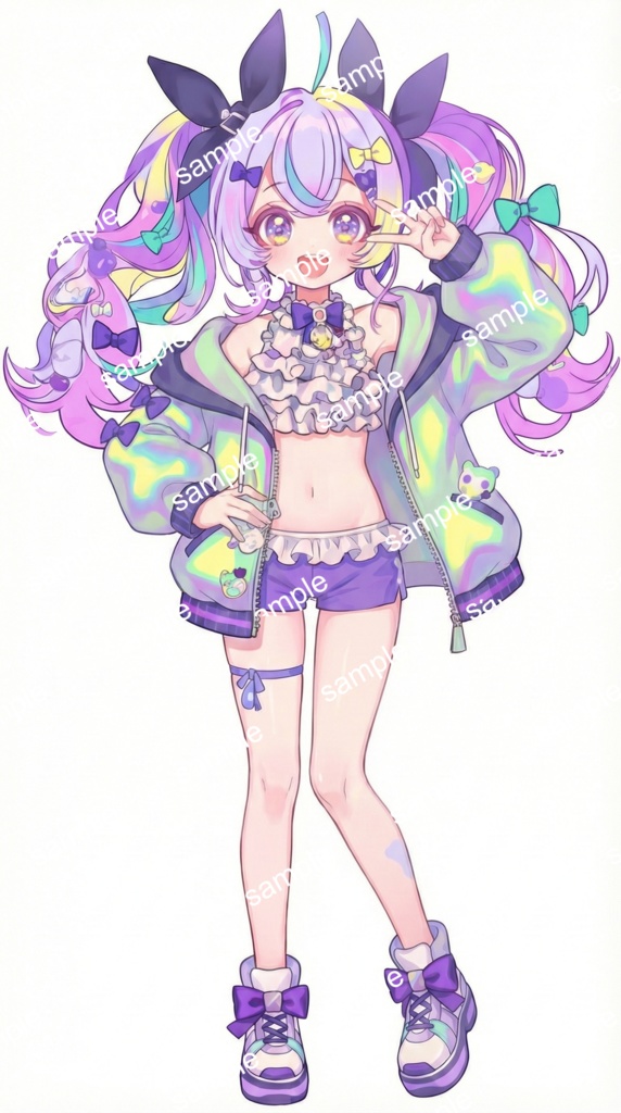 【限定1点】サイバーポップ!ホログラムパーカーのツインテール女子【Vライバーデビューフルセット】