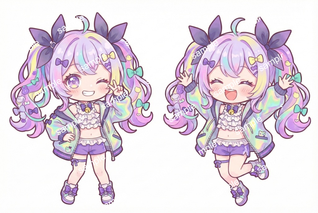 【限定1点】サイバーポップ!ホログラムパーカーのツインテール女子【Vライバーデビューフルセット】