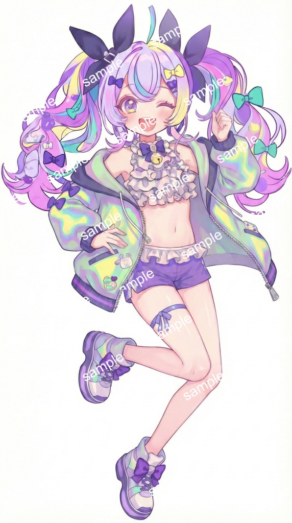 【限定1点】サイバーポップ!ホログラムパーカーのツインテール女子【Vライバーデビューフルセット】