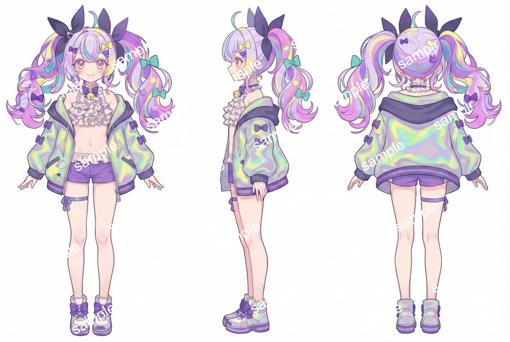 【限定1点】サイバーポップ!ホログラムパーカーのツインテール女子【Vライバーデビューフルセット】