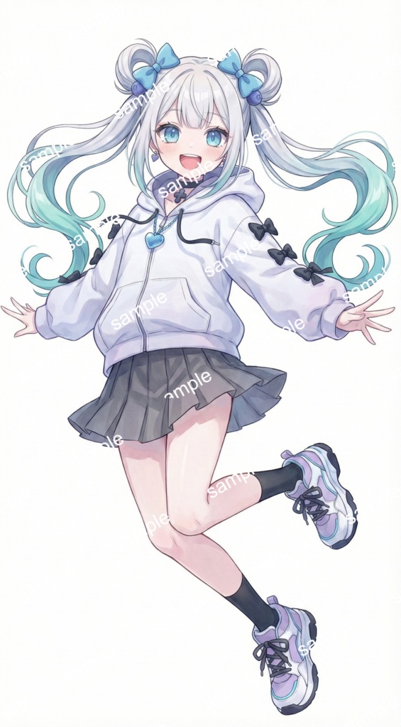 【限定1点】サブカル天使!水色ツインテのパーカー女子【Vライバーデビューフルセット】