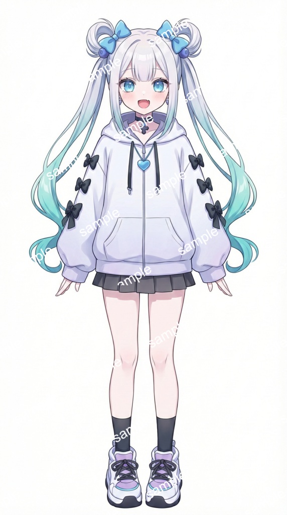 【限定1点】サブカル天使!水色ツインテのパーカー女子【Vライバーデビューフルセット】