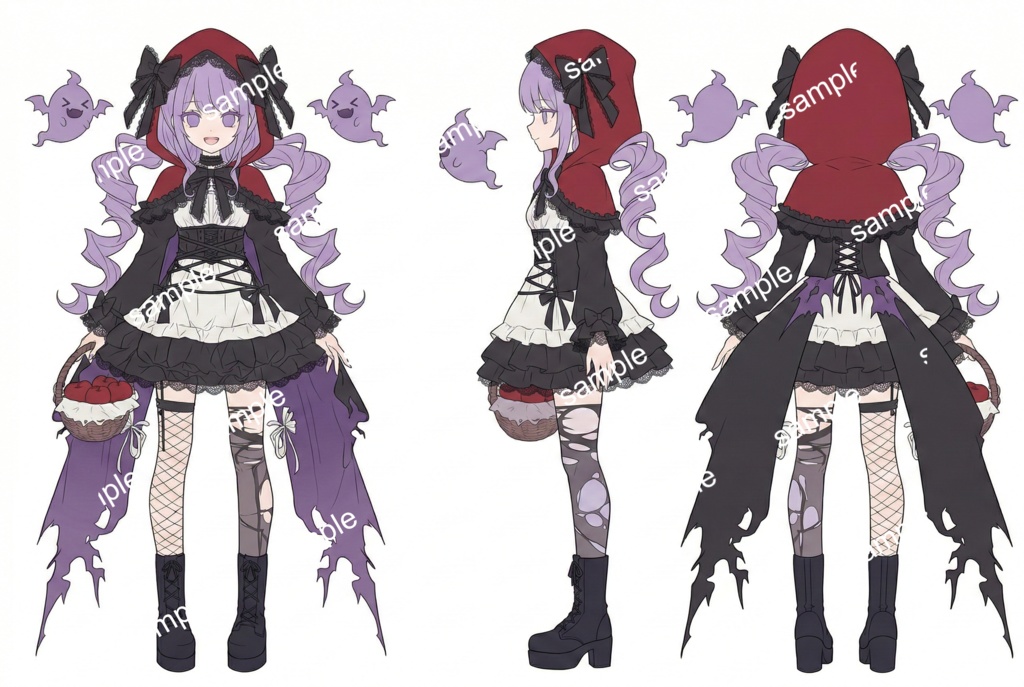 【限定1点】ダークメルヘン!赤ずきん風の小悪魔ゴースト【Vライバーデビューフルセット】