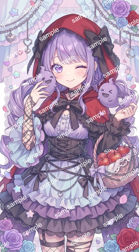 【限定1点】ダークメルヘン!赤ずきん風の小悪魔ゴースト【Vライバーデビューフルセット】