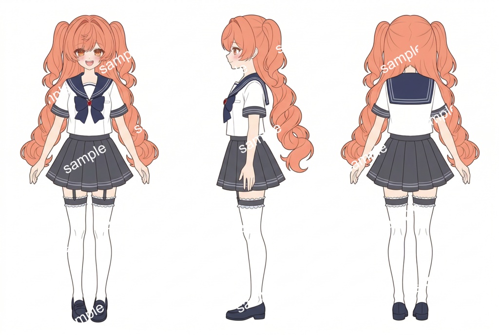 【限定1点】太陽のスマイル!元気いっぱいセーラー服の女の子【Vライバーデビューフルセット】