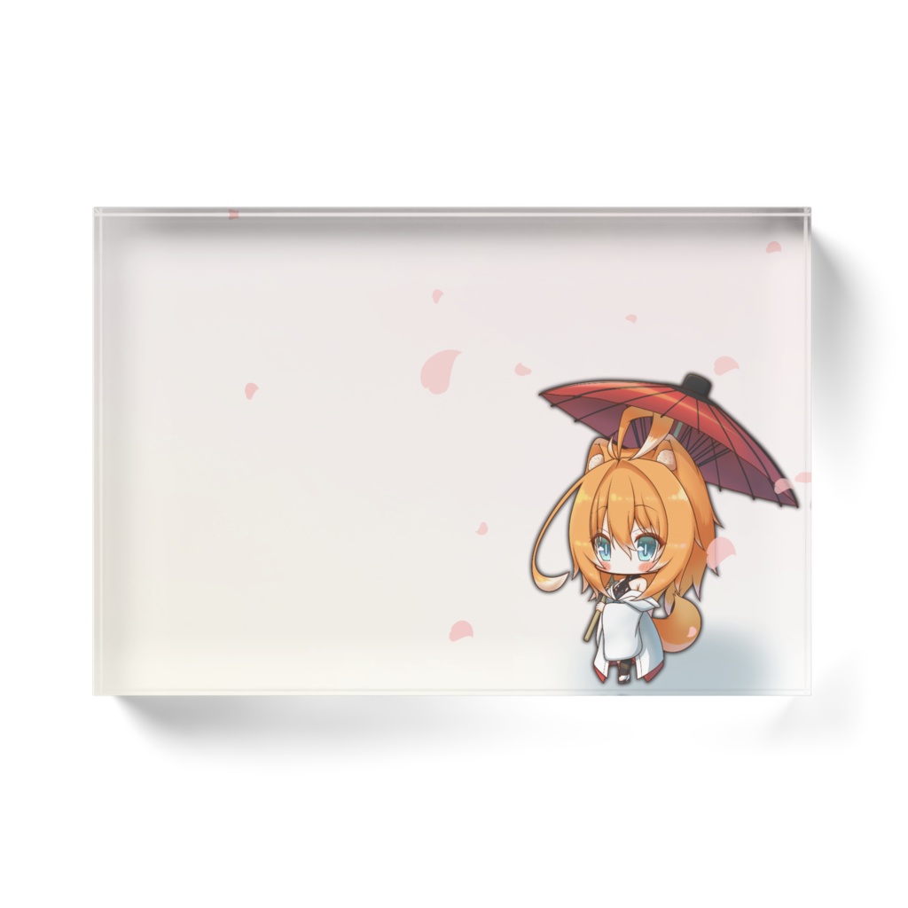 桜×柴犬アクリルブロック【2021年4月イラスト】