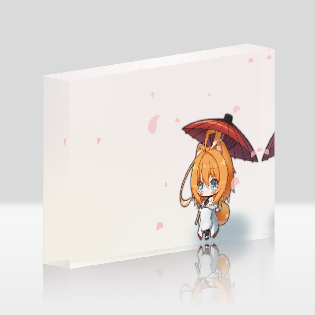 桜×柴犬アクリルブロック【2021年4月イラスト】