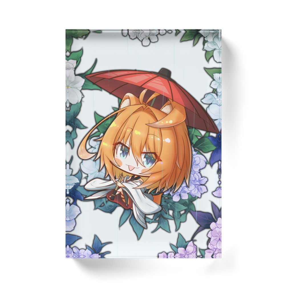 梅雨×紫陽花アクリルブロック【2021年6月イラスト】