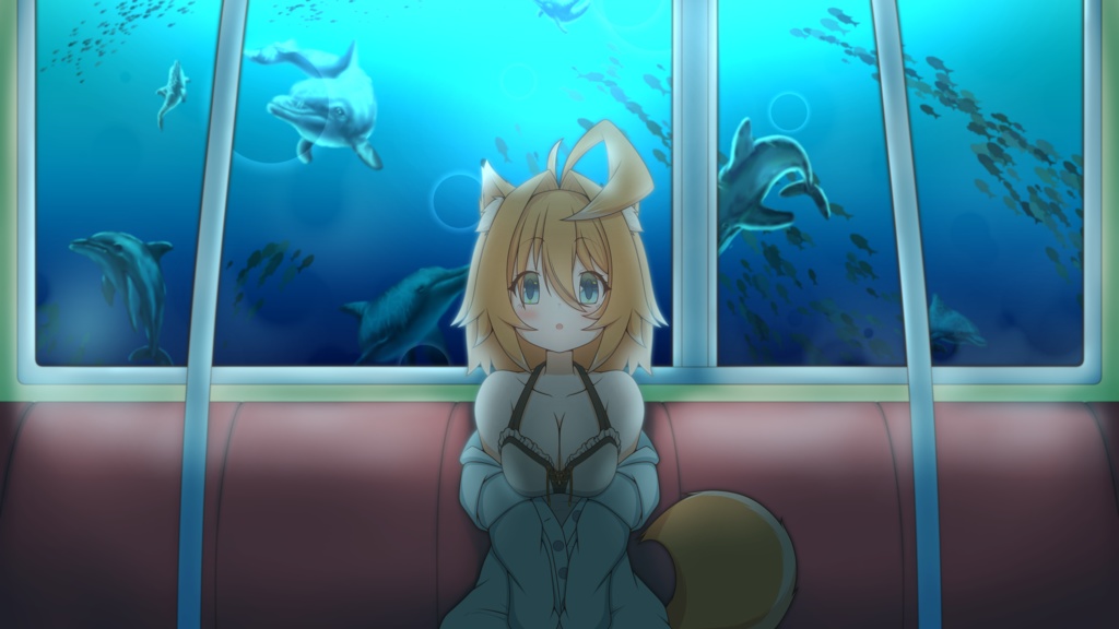 海の中の電車アクリルブロック【2021年8月イラスト】