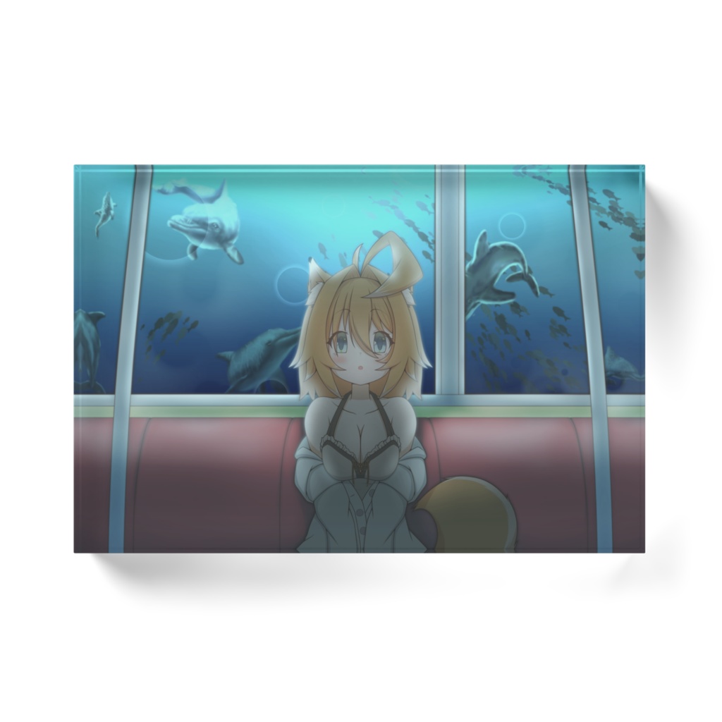 海の中の電車アクリルブロック【2021年8月イラスト】