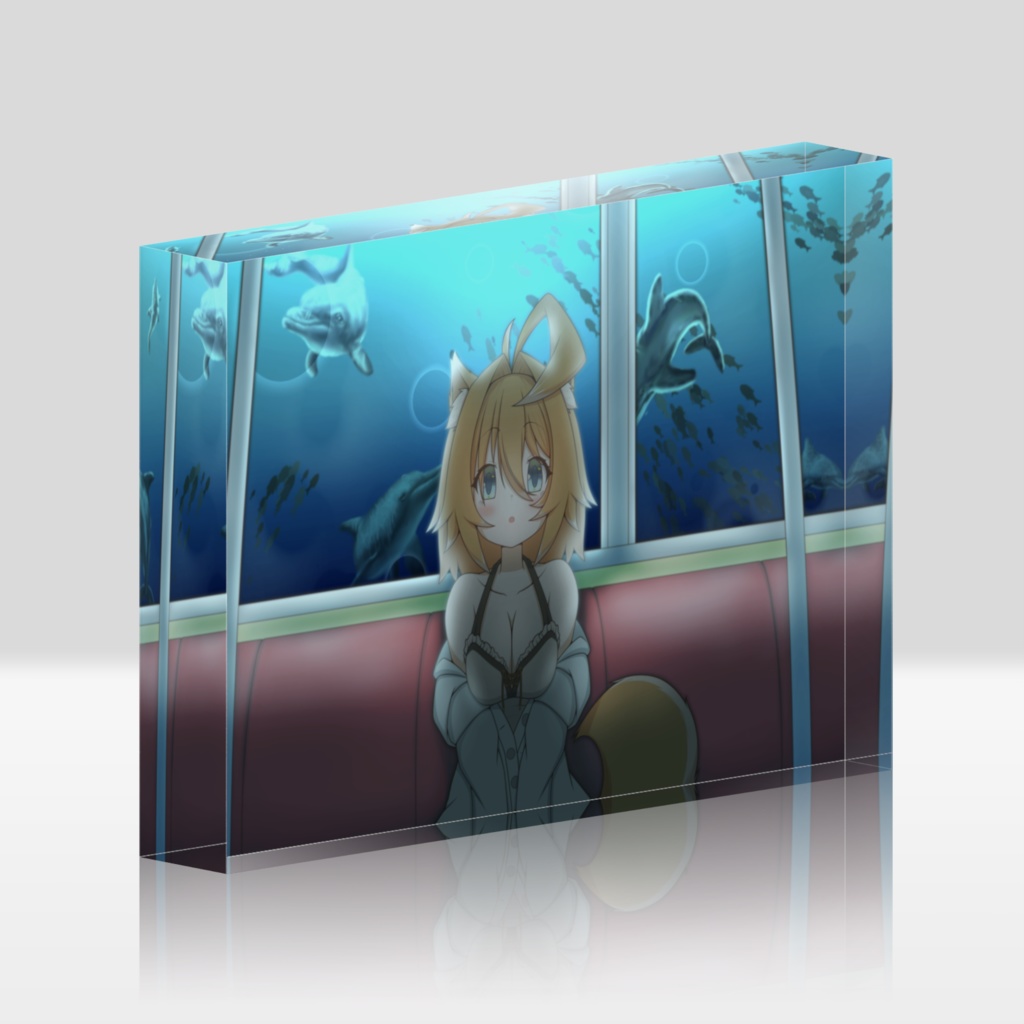 海の中の電車アクリルブロック【2021年8月イラスト】