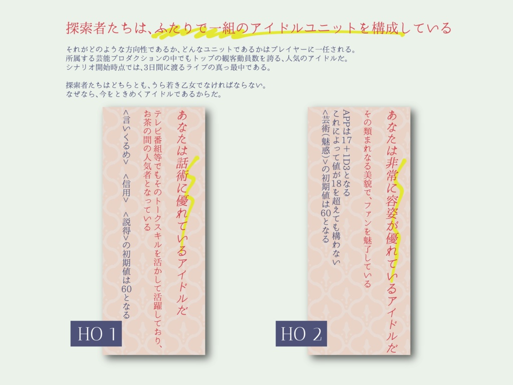 CoCシナリオ「偶像戦記 -IDOL WARS-」